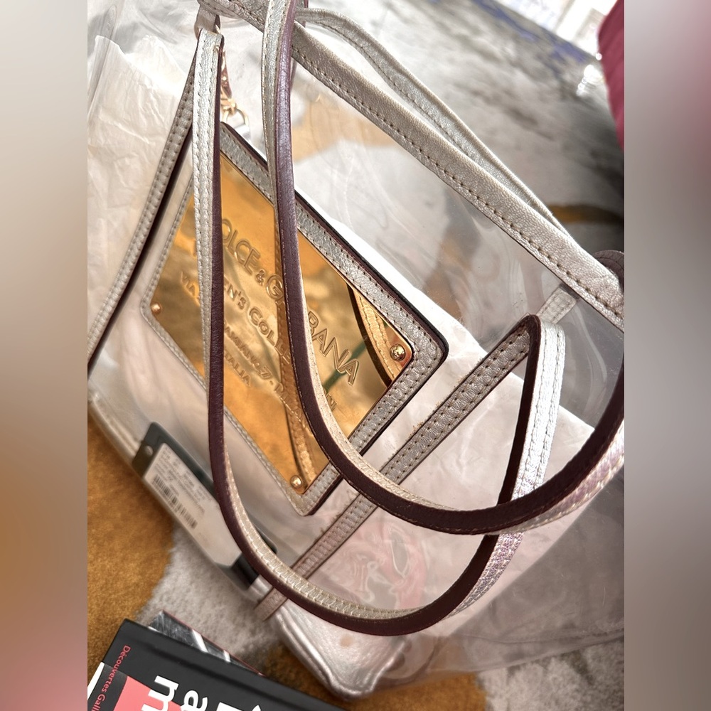 Dolce & Gabbana Transparent Tote with Silver and Gold Accents vintage